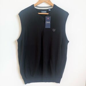 Chaps Black V Neck Men’s Sweater Vest Size Large 100% Cotton NWT NEW WITH TAGS